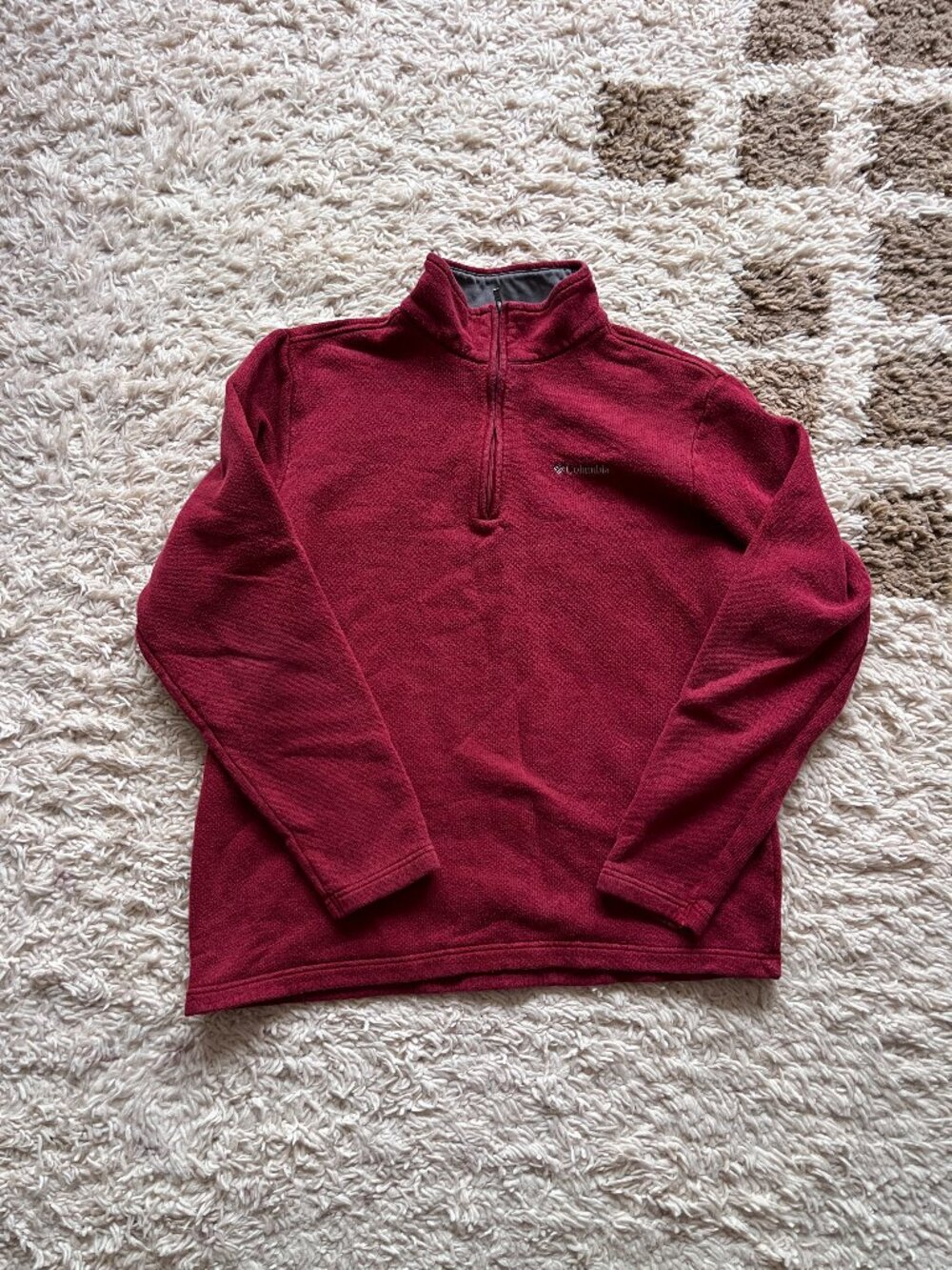 Columbia Maroon Quarter Zip Fleece Pullover Size L